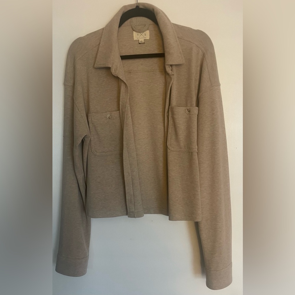 Thread Supply Co Women's Tan Cropped Sweater Jacket